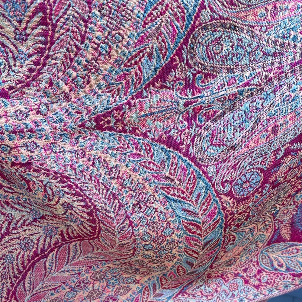 Elegant Fuchsia Paisley Wrap Shawl - Women Accessories - Picture 10 of 11